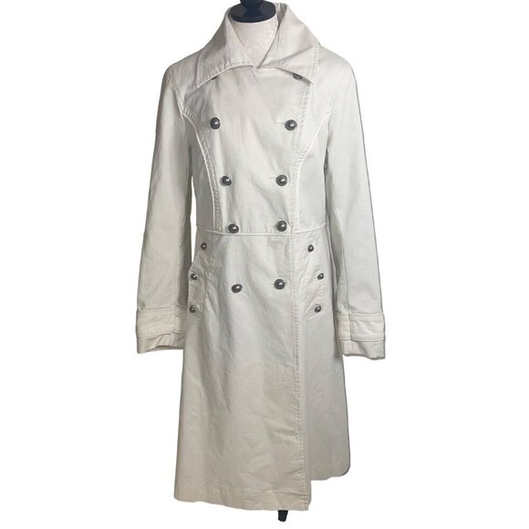 twenty second Jackets & Blazers - Twenty Second 22 Womens Duster Coat Size Large White Pockets Military Lined